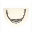 Gunmetal/Silver Rhinestone Neck Applique on Green Organza