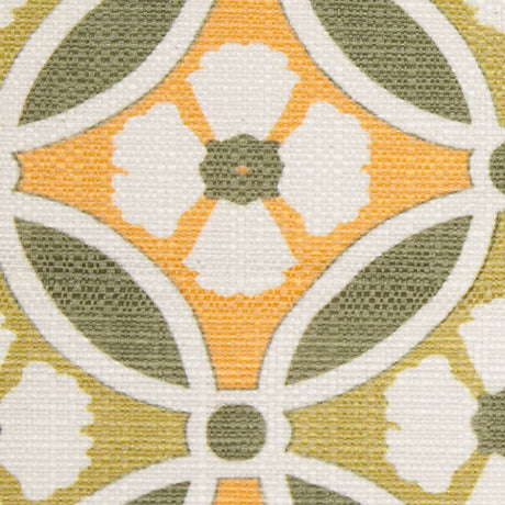 Spanish Green/Orange Floral Geometric Poly/Cotton Canvas
