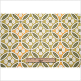 Spanish Green/Orange Floral Geometric Poly/Cotton Canvas