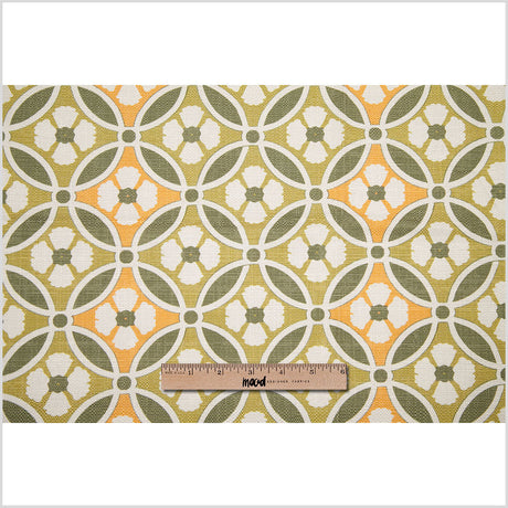 Spanish Green/Orange Floral Geometric Poly/Cotton Canvas
