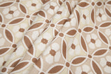 Spanish Brown/Beige Floral Geometric Poly/Cotton Canvas