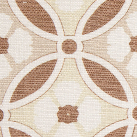 Spanish Brown/Beige Floral Geometric Poly/Cotton Canvas