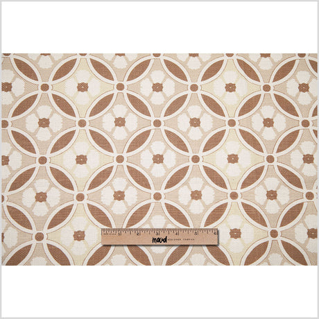 Spanish Brown/Beige Floral Geometric Poly/Cotton Canvas