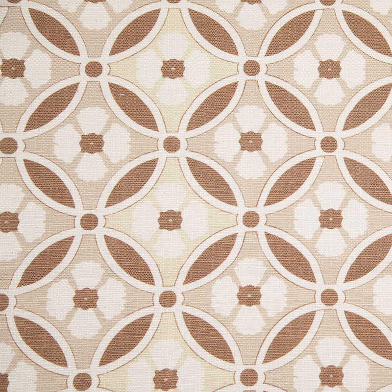 Spanish Brown/Beige Floral Geometric Poly/Cotton Canvas