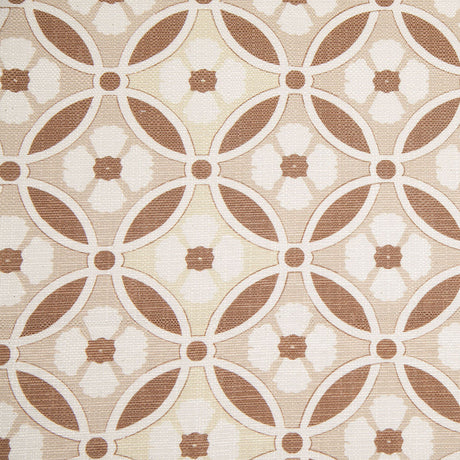 Spanish Brown/Beige Floral Geometric Poly/Cotton Canvas
