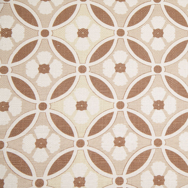 Spanish Brown/Beige Floral Geometric Poly/Cotton Canvas
