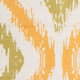 Spanish Green/Orange Ikat-Like Geometric Poly/Cotton Canvas