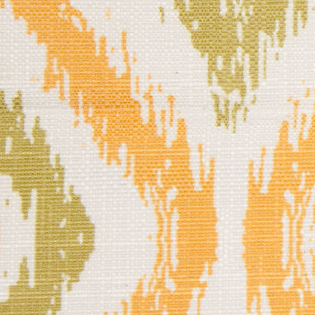 Spanish Green/Orange Ikat-Like Geometric Poly/Cotton Canvas