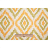 Spanish Green/Orange Ikat-Like Geometric Poly/Cotton Canvas