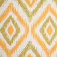 Spanish Green/Orange Ikat-Like Geometric Poly/Cotton Canvas