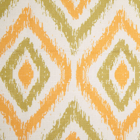 Spanish Green/Orange Ikat-Like Geometric Poly/Cotton Canvas