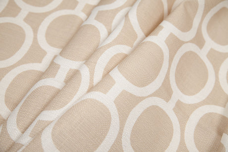 Spanish Beige/White Geometric Poly/Cotton Canvas