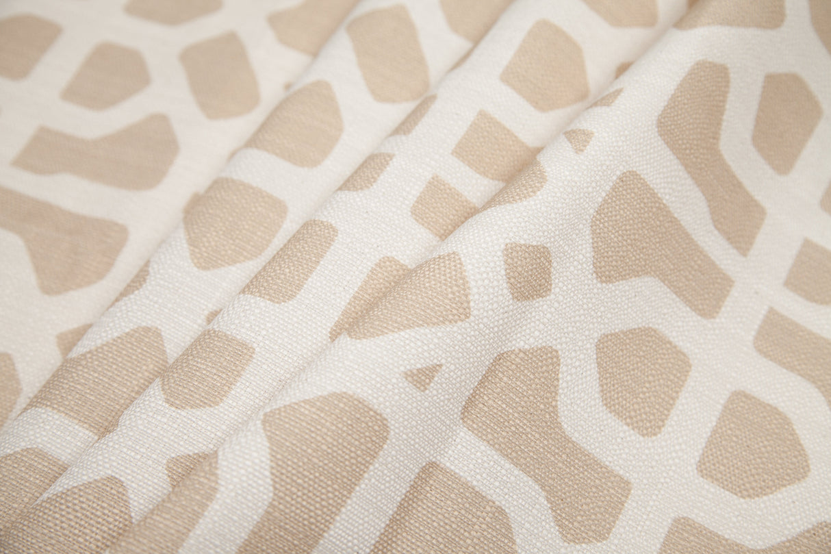 Spanish Beige/White Geometric Poly/Cotton Canvas