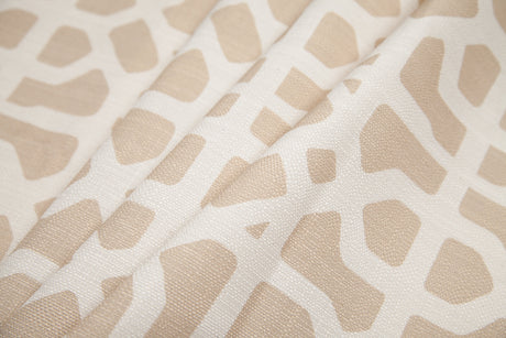 Spanish Beige/White Geometric Poly/Cotton Canvas