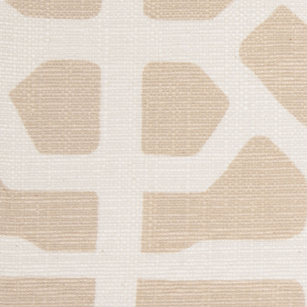 Spanish Beige/White Geometric Poly/Cotton Canvas