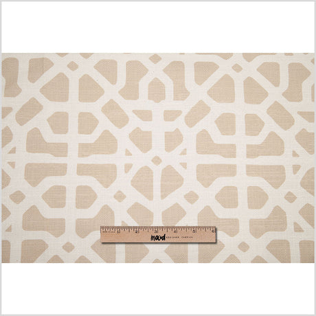 Spanish Beige/White Geometric Poly/Cotton Canvas