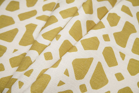 Spanish Green/White Geometric Poly/Cotton Canvas