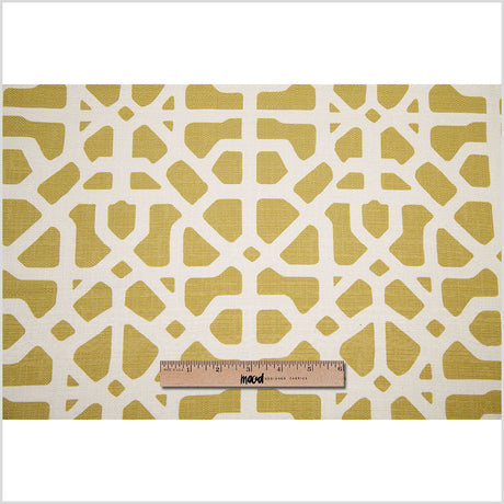 Spanish Green/White Geometric Poly/Cotton Canvas