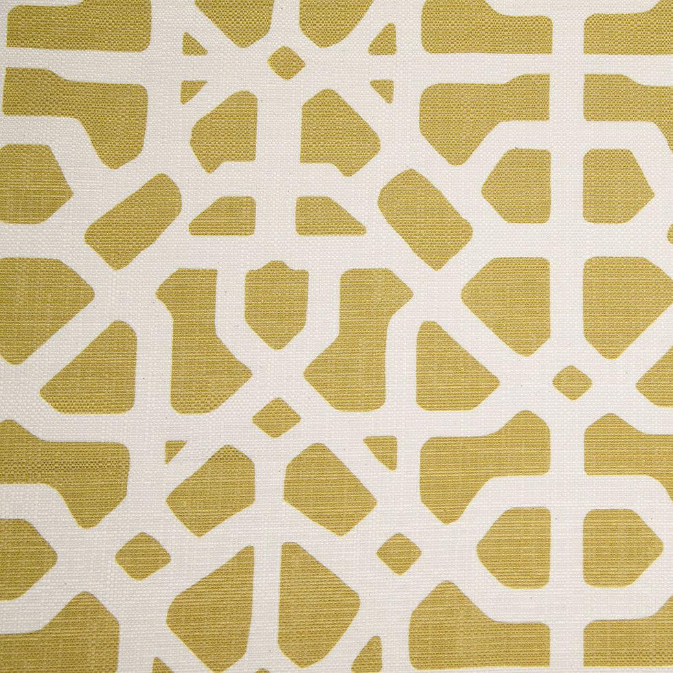 Spanish Green/White Geometric Poly/Cotton Canvas