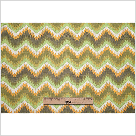Spanish Green/Orange Geometric Poly/Cotton Canvas