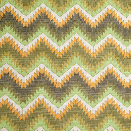 Spanish Green/Orange Geometric Poly/Cotton Canvas