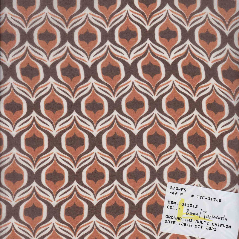 Hi Multi Chiffon Geo Print Fabric, Lightweight Polyester Sheer 57/58" Wide
