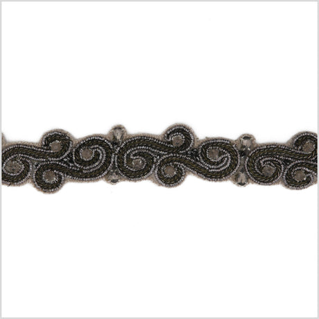 1" Gunmetal Beaded Rhinestone Trim