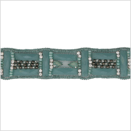 1.25" Turquoise Beaded Rhinestone Trim