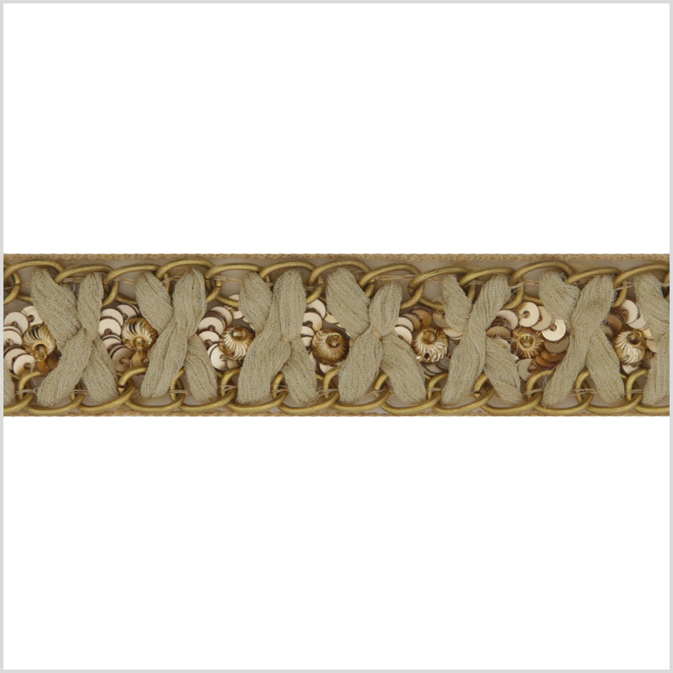 1.125" Gold Sequined Rhinestone Trim