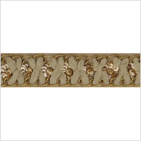 1.125" Gold Sequined Rhinestone Trim
