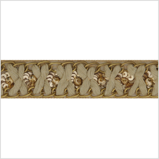 1.125" Gold Sequined Rhinestone Trim