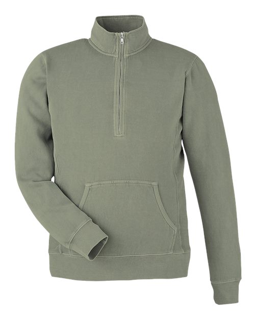 J. America Unisex Pigment-Dyed Fleece Quarter-Zip Pullover