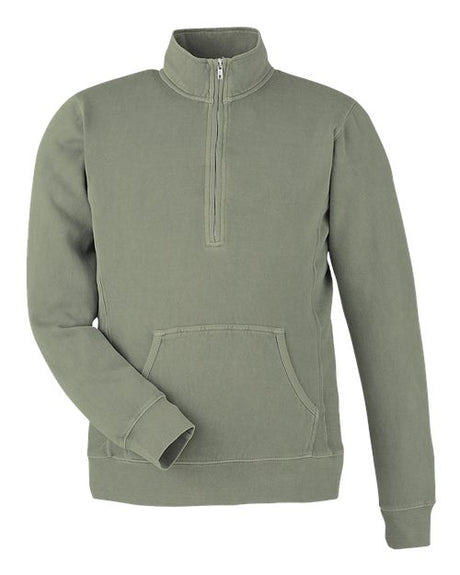 J. America Unisex Pigment-Dyed Fleece Quarter-Zip Pullover