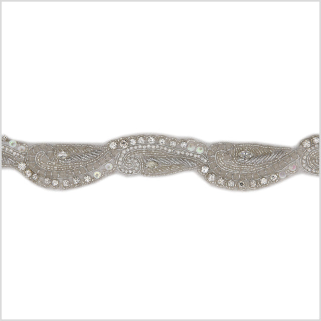 1.25" Silver Beaded Rhinestone Trim