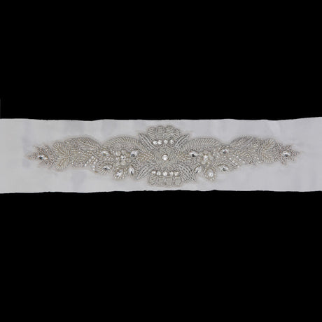 2.75" Silver/White Beaded Rhinestone Bridal Belt