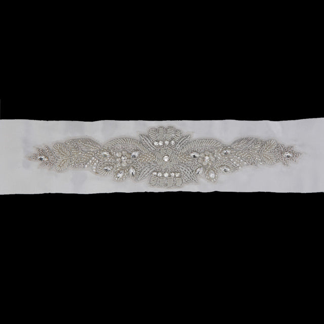2.75" Silver/White Beaded Rhinestone Bridal Belt