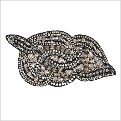 Gunmetal Beaded Rhinestone Applique