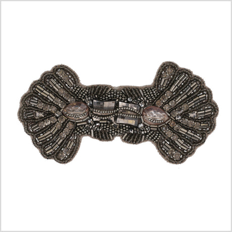 Gunmetal Beaded Rhinestone Applique