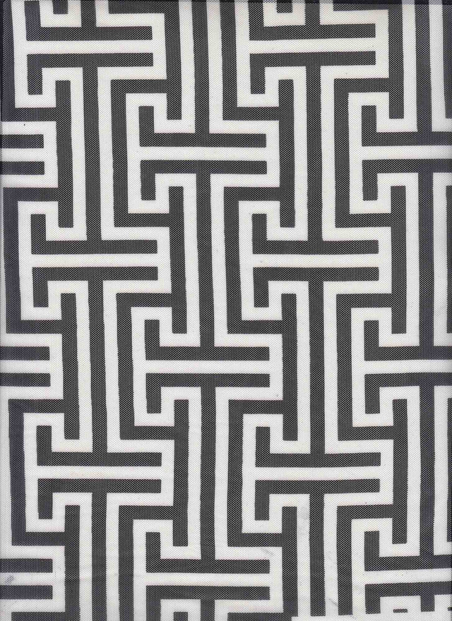 Geometric Mesh Print Stretch Fabric Ivory/Black