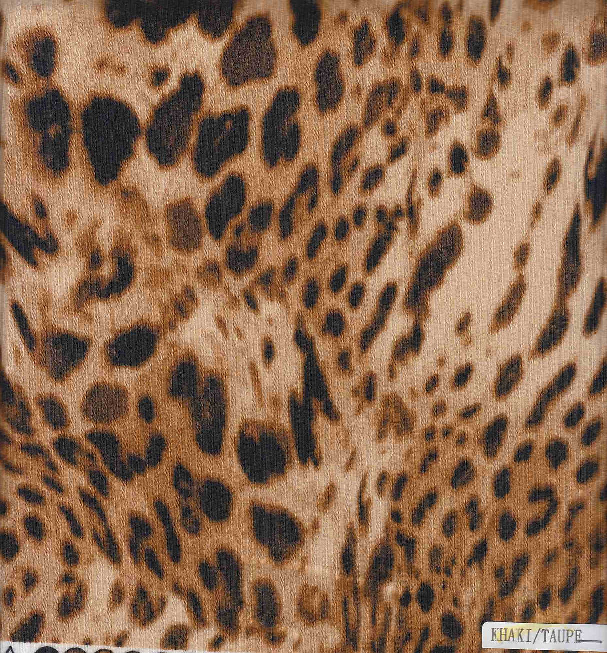 Animal Print Rib Knit Fabric Khaki Taupe