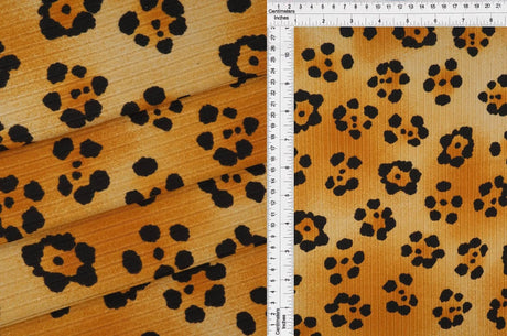 1 Yard 8x3 Yummy Rib Leopard Print Fabric, Stretch Knit Animal Design 58/60" Wide