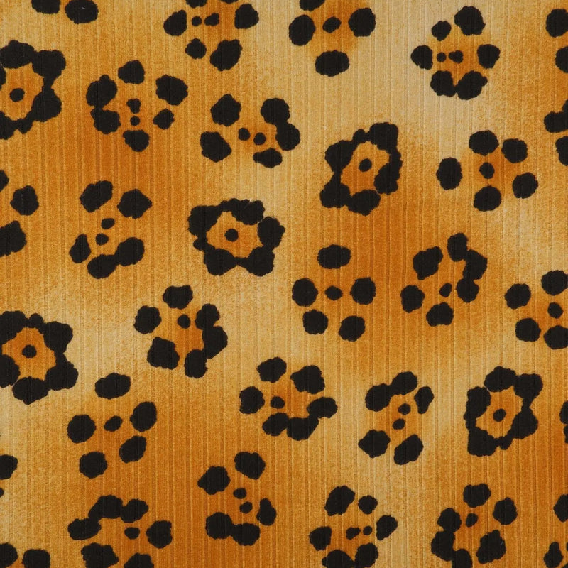 1 Yard Leopard Animal 8X3 Yummy Rib Knit Fabric Soft Stretch 58/60" Wide