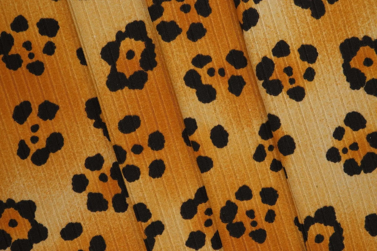 1 Yard 8X3 Yummy Rib Animal Leopard Print Stretch Knit Fabric 58/60 Inches Wide