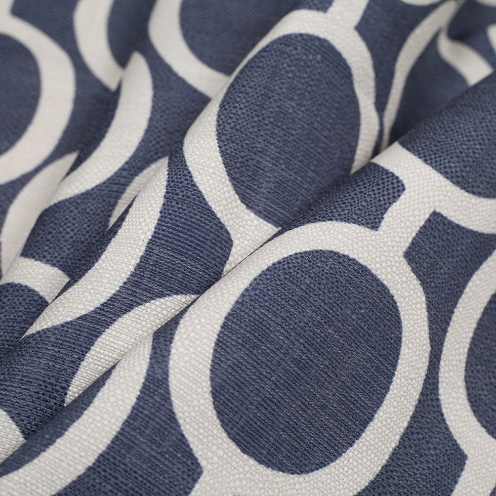 Spanish Denim/White Geometric Poly/Cotton Canvas