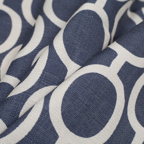 Spanish Denim/White Geometric Poly/Cotton Canvas