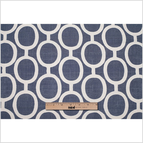 Spanish Denim/White Geometric Poly/Cotton Canvas