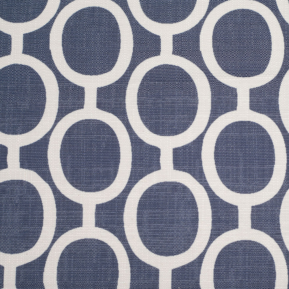 Spanish Denim/White Geometric Poly/Cotton Canvas