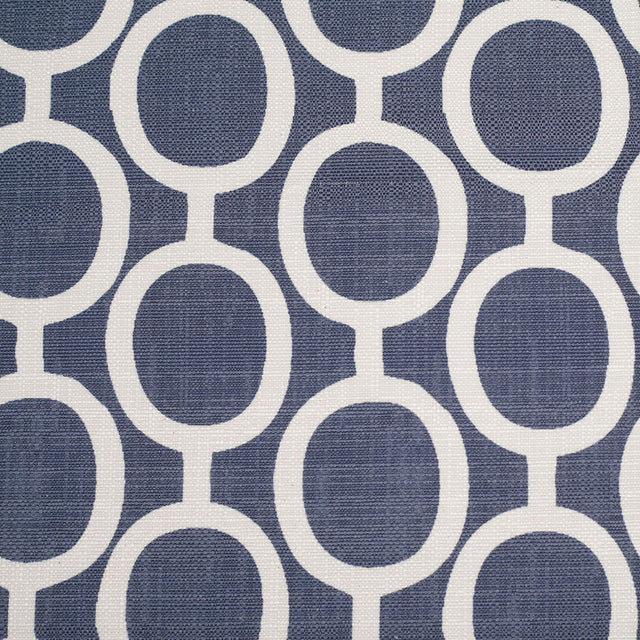 Spanish Denim/White Geometric Poly/Cotton Canvas