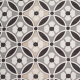 Spanish Black/Gray Floral Geometric Poly/Cotton Canvas