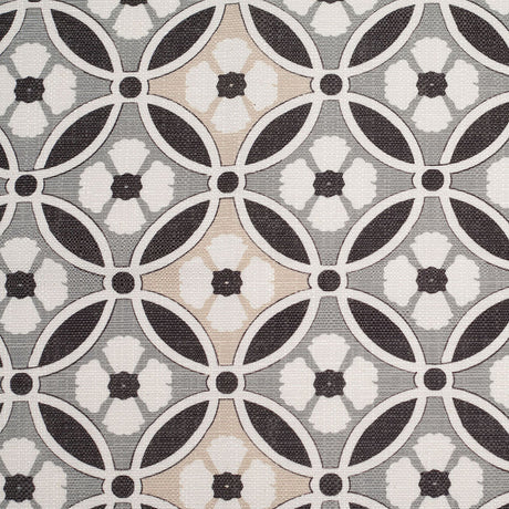 Spanish Black/Gray Floral Geometric Poly/Cotton Canvas
